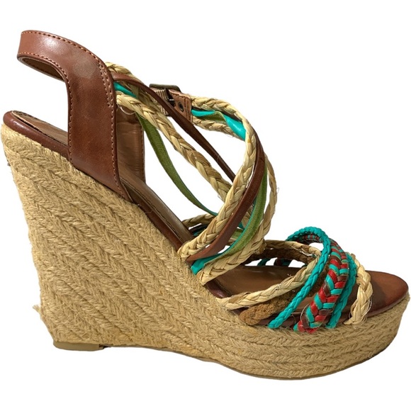 CHICSC LAUNDRY Green Beige and Brown Gorgeous Platform Shoes Size 7.5 - Picture 7 of 11